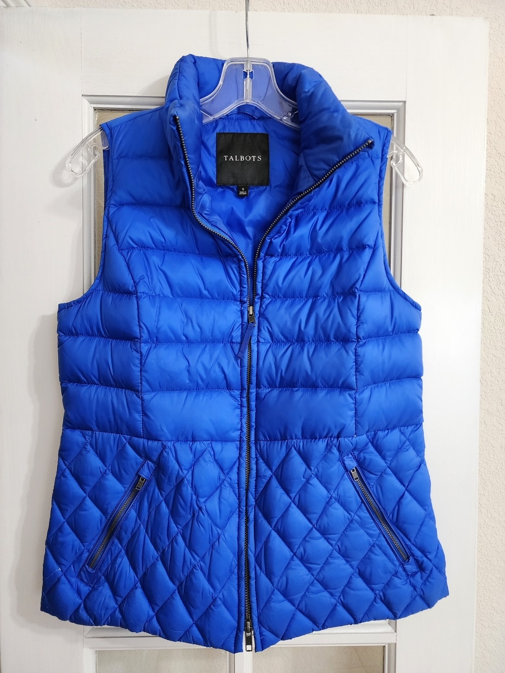 Talbots VN4926 Royal Blue 90% Down Quilted Puffer Vest Small Zip Pockets
